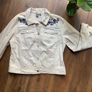 NWT - Embroidered Floral Denim Jacket